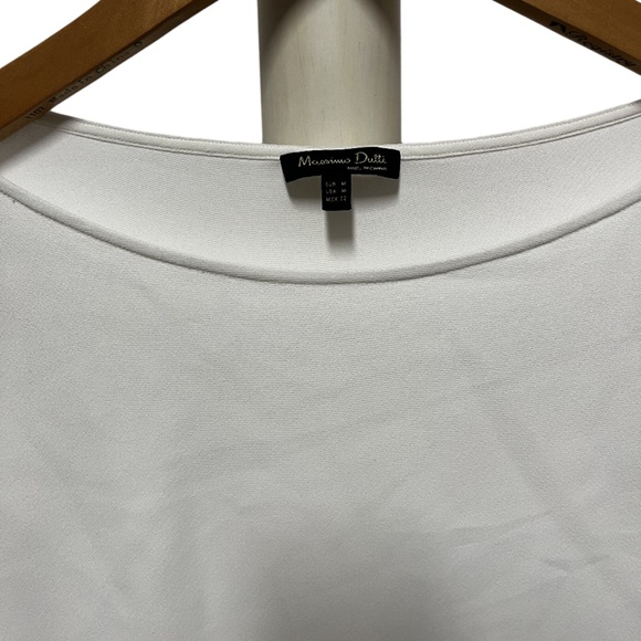 Massimo Dutti | Women's White Boat Neck Open Buttoned Long Sleeved Top - Picture 3 of 7